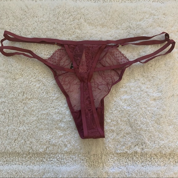 Victorias Secret Strappy Lace Maroon Thong L - Picture 7 of 8